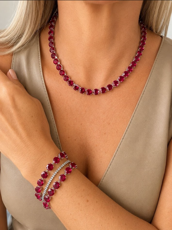 Colar de rubis e pulseiras — Divina Flor Semijoias